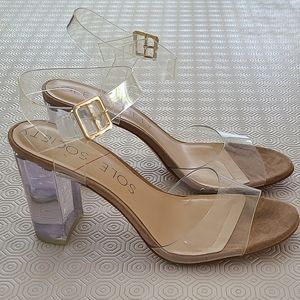 Sole Society "Larissa" clear lucite strappy heels